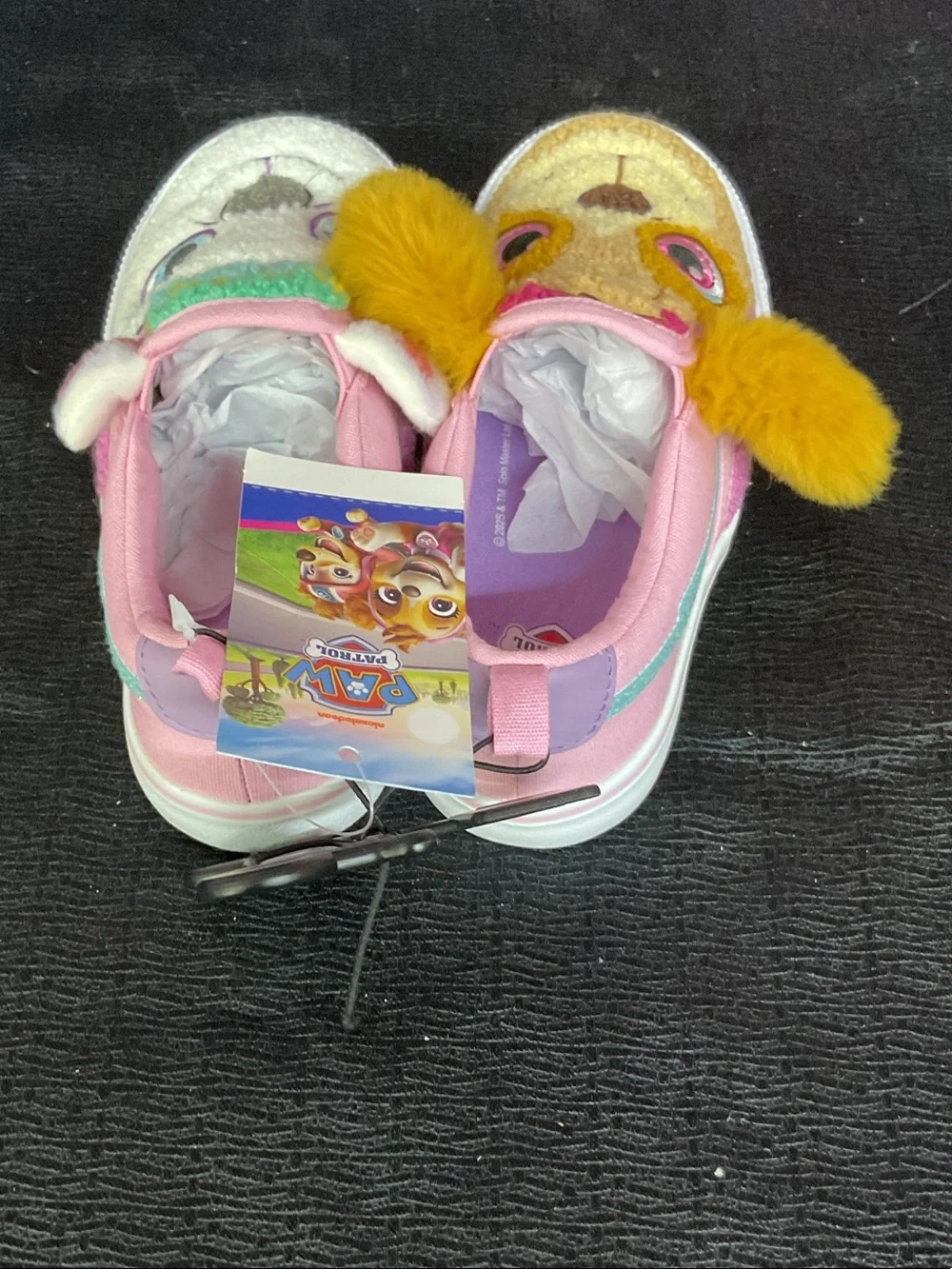 Paw Patrol Girls Pink Plush Character Slip-On Shoes with Yellow Pom Ears